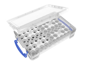 Feldherr paint racks + token trays for 4l Really Useful Boxes - 56 Citadel paint pots (12 ml / 18 ml / 24 ml) + game material