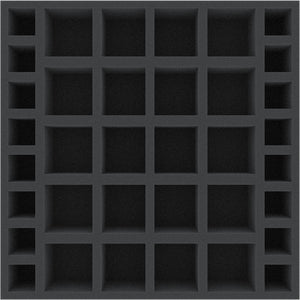 AFGK055BO 285 mm x 285 mm x 55 mm foam tray for board games with 36 compartments