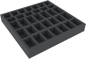 AFMEDY040BO 285 mm x 285 mm x 40 mm foam tray with 34 compartments for board game boxes