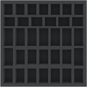 AFMEDY040BO 285 mm x 285 mm x 40 mm foam tray with 34 compartments for board game boxes