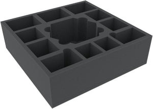 AFMEMQ085BO 285 mm x 285 mm x 85 mm foam tray with 12 compartments for board game boxes