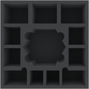 AFMEMQ085BO 285 mm x 285 mm x 85 mm foam tray with 12 compartments for board game boxes