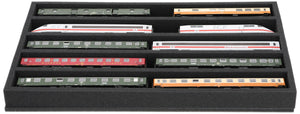 DS050A002 Foam inlay H0 Gauge - horizontal - 5 slots for model railway locomotives, wagons and vehicles