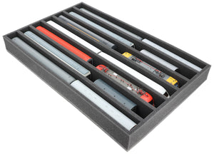 DS065A001 Foam inlay H0 Gauge - vertical - 7 slots for model railway locomotives, wagons and vehicles