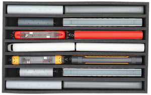 DS065A001 Foam inlay H0 Gauge - vertical - 7 slots for model railway locomotives, wagons and vehicles