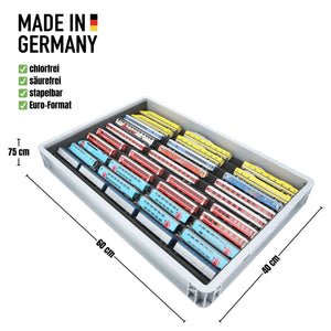Euro Box mit Zugliege - 10 compartments for N Gauge - for model railway locomotives, wagons and vehicles