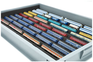 Euro Box mit Zugliege - 10 compartments for Z Gauge - for model railway locomotives, wagons and vehicles