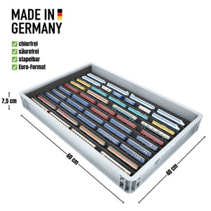 Euro Box mit Zugliege - 10 scomparti per lo scartamento Z - per il modellismo ferroviario di locomotive, vagoni e veicoli