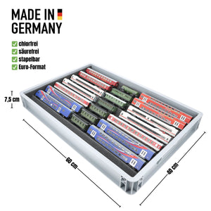 Euro Box mit Zugliege - 7 scomparti per TT Gauge - per modellismo ferroviario locomotive, carri e veicoli