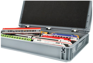 Feldherr Eurobox 60x40 Set with Zugliege - 5 compartments for H0 Gauge - for model railway locomotives, wagons and vehicles