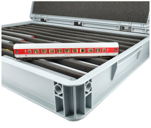 Feldherr Eurobox 60 x 40 cm Set for model railway - TT scale - 9 compartments - foam insert for upright storage