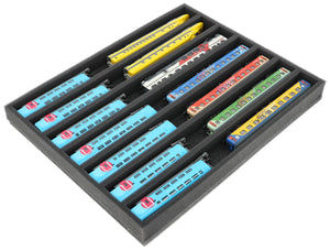 FS035A001 Foam inlay N-gauge - horizontal - 7 slots for model railway locomotives, wagons and vehicles