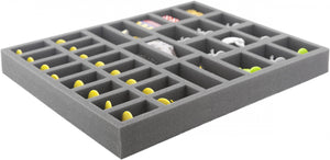 FS035ZC11 Vassoio in schiuma pieno formato 35 mm con 34 fessure per accessori Zombicide e miniature.