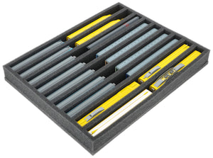 FS040A001 Foam inlay N-gauge - vertical - 9 slots for model railway locomotives, wagons and vehicles