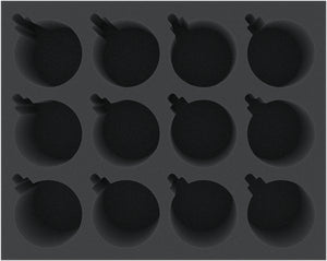 FSMETD080BO Full-Size foam tray with 12 circular compartments of 70 mm diameter