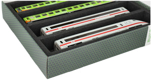 Feldherr Storage Box FSLB055 for model railway locomotives, wagons and vehicles - 4 slots for H0 gauge horizontal