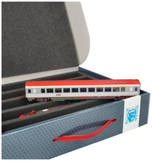 Feldherr Storage Box FSLB075 for model railway locomotives, wagons and vehicles - 5 slots for H0 gauge vertical