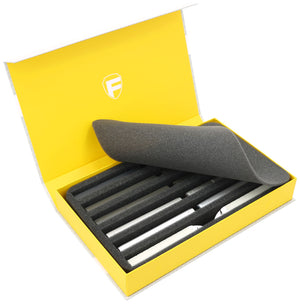 Feldherr Magnetic Box yellow for model railway locomotives, wagons and vehicles - 6 slots for Z Gauge - vertical
