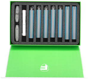 Feldherr Magnetic Box green for model railway locomotives, wagons and vehicles - 9 slots for N Gauge - vertical