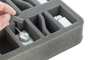 HS050BF04BO 50 mm mezzo formato Vassoio per figure in schiuma con base - FOW 8 Tanks