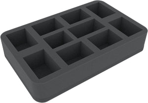 HS050WH08 50 mm half-size foam tray for 10 Warhammer figures